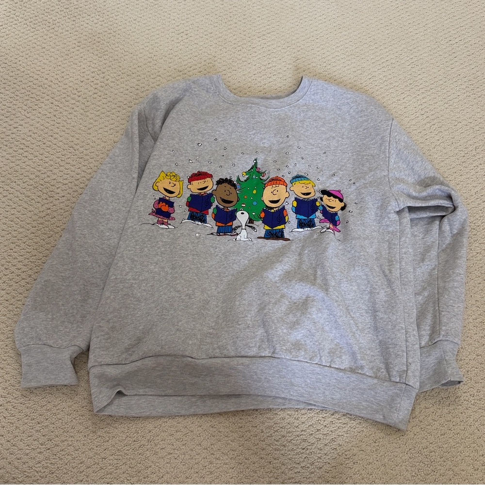 Peanuts LIGHT UP Christmas Grey Heather Crewneck